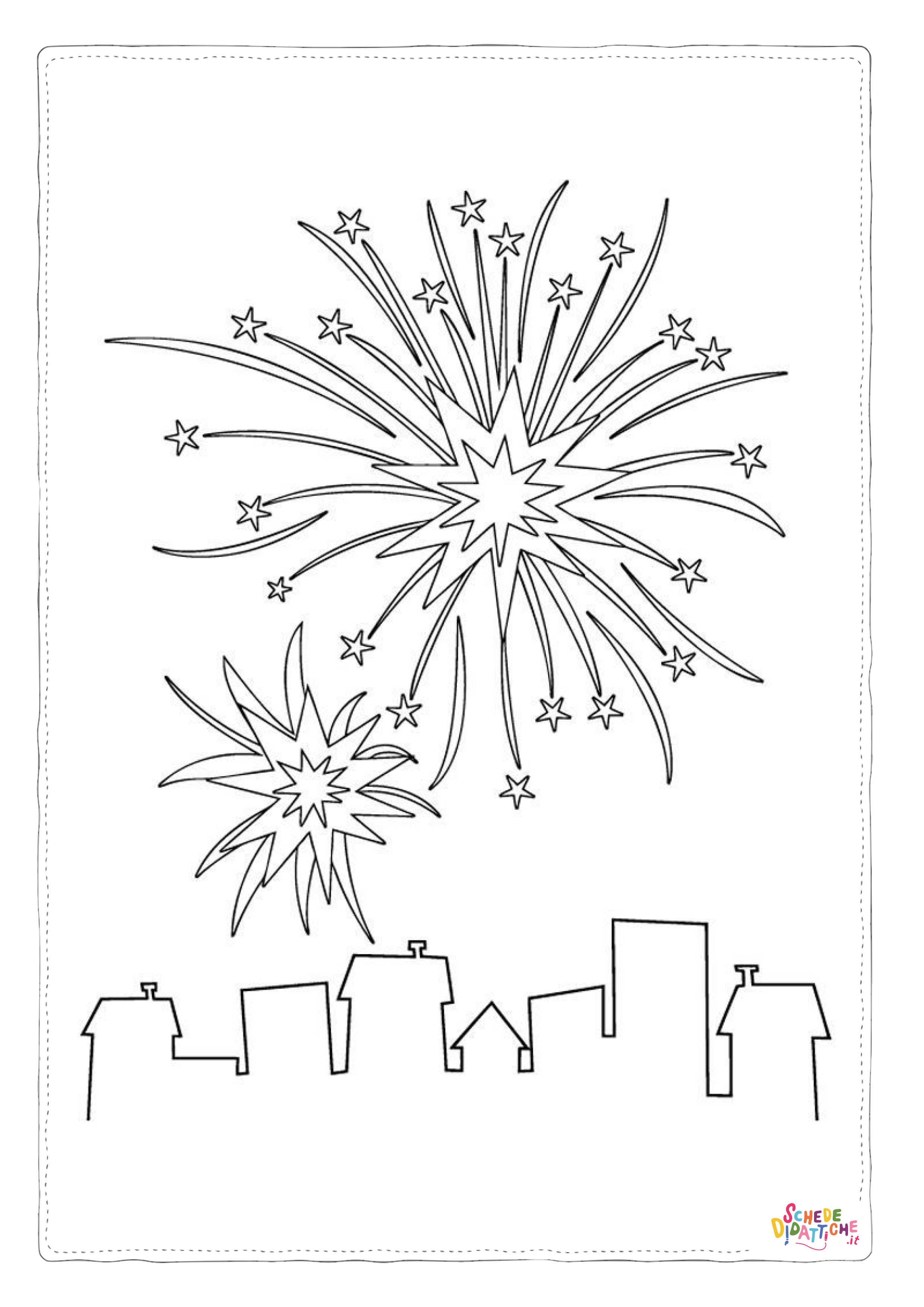 Disegno "Disegno di fuoco d'artificio da stampare e colorare 13" Disegno di fuoco d'artificio da stampare e colorare 13