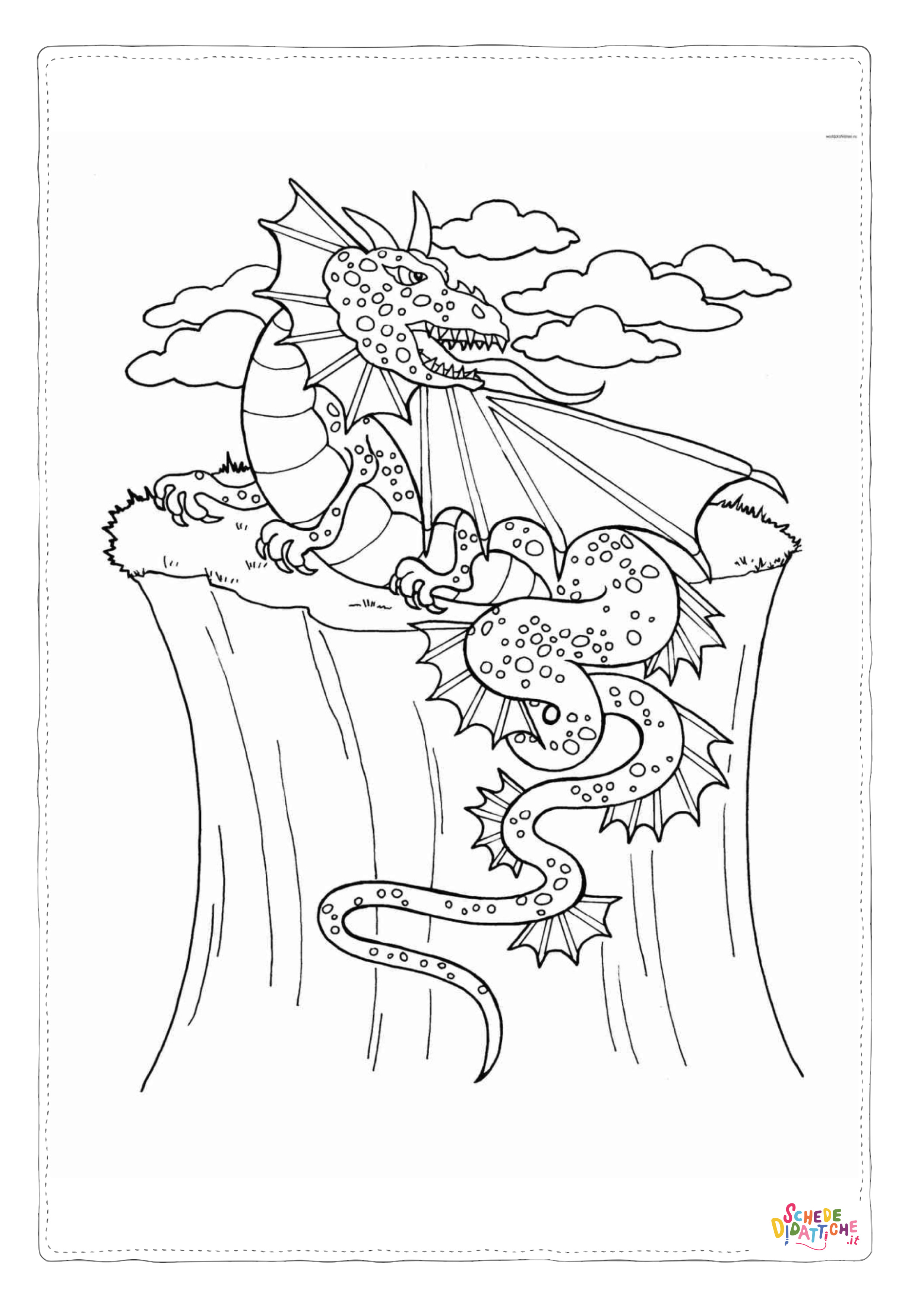 Disegno "Disegno di dragone da stampare e colorare 221" Disegno di dragone da stampare e colorare 221