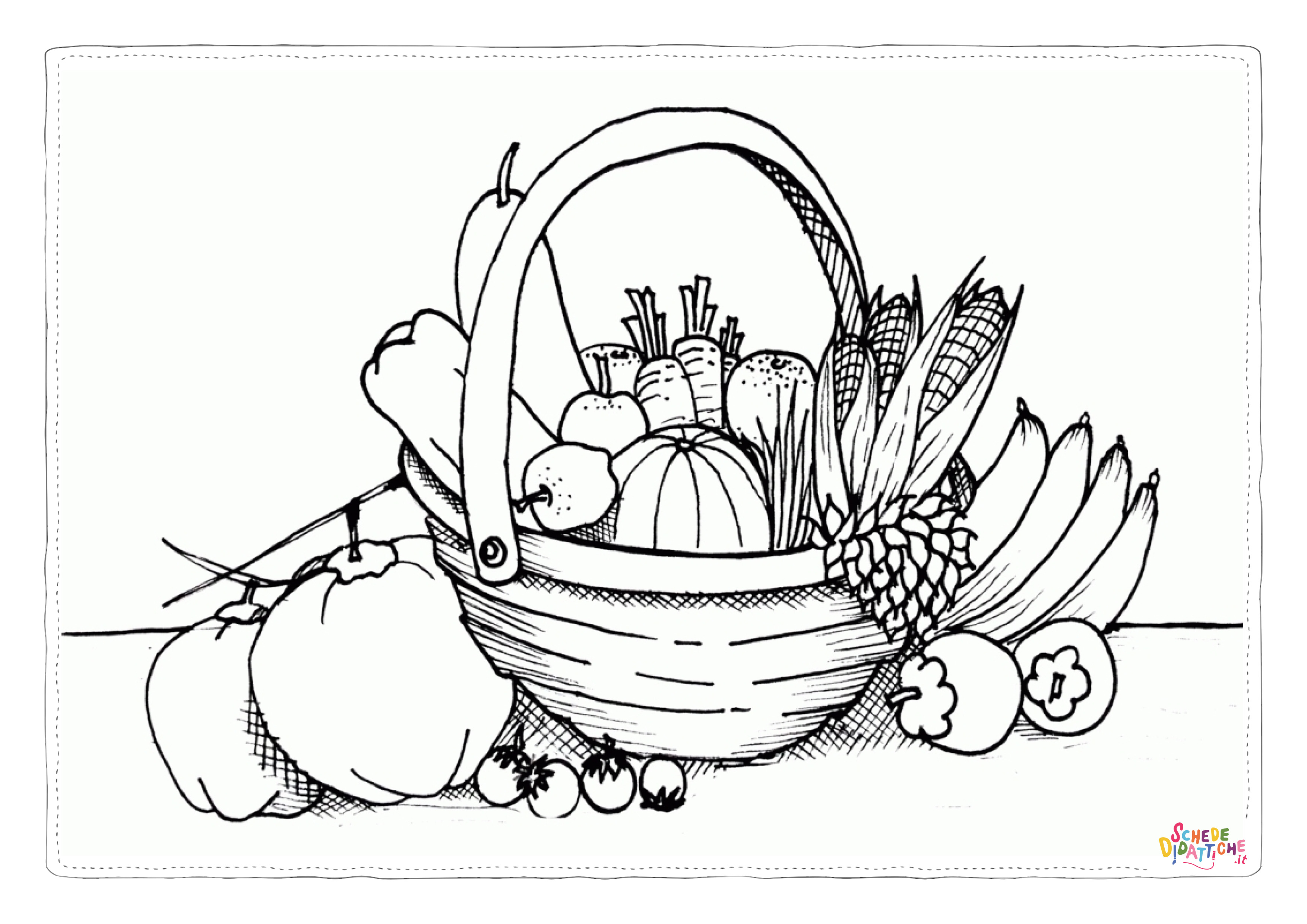 Disegno di cesto di frutta da stampare e colorare 1