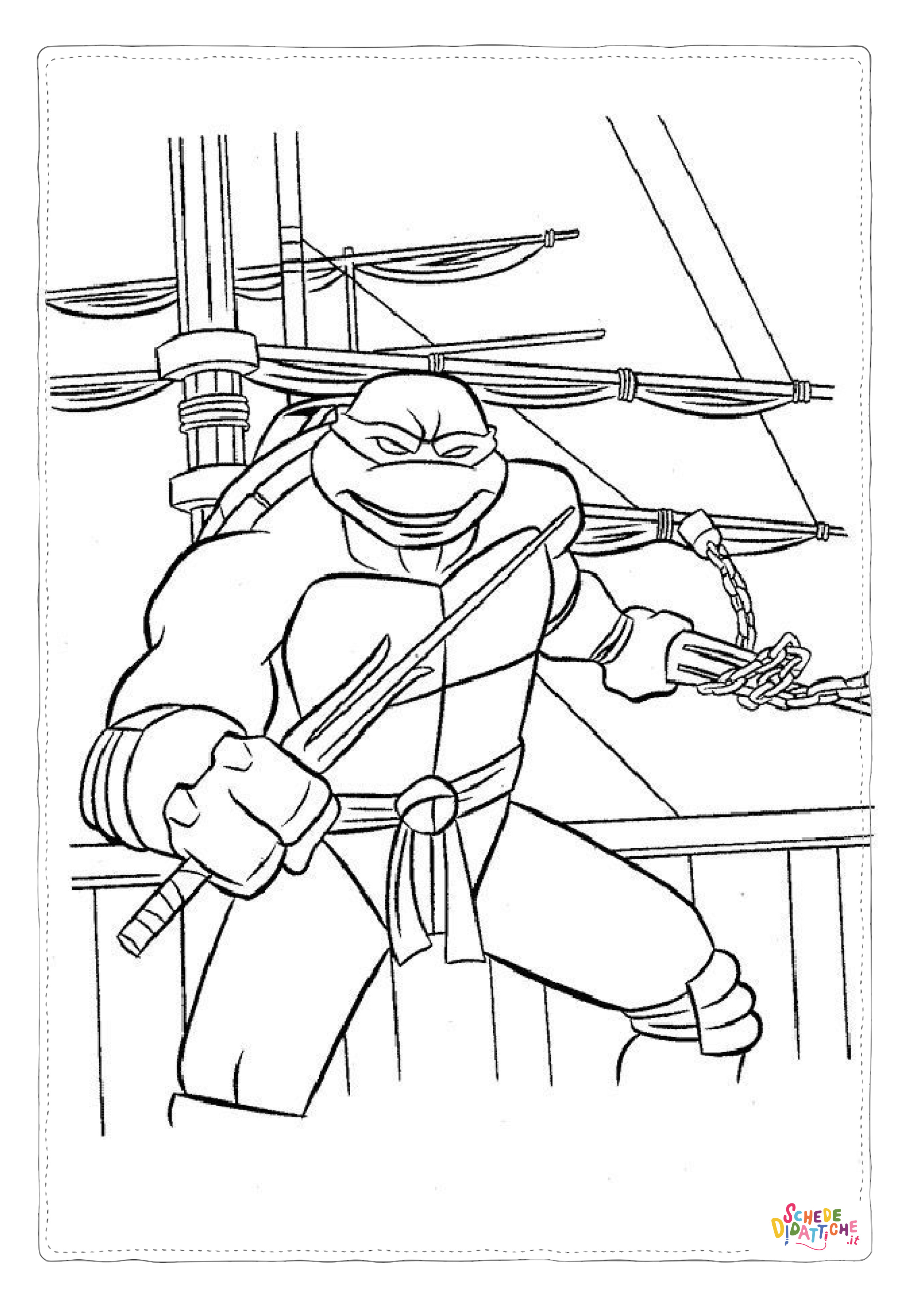 Disegno di Tartarughe Ninja da stampare e colorare 100