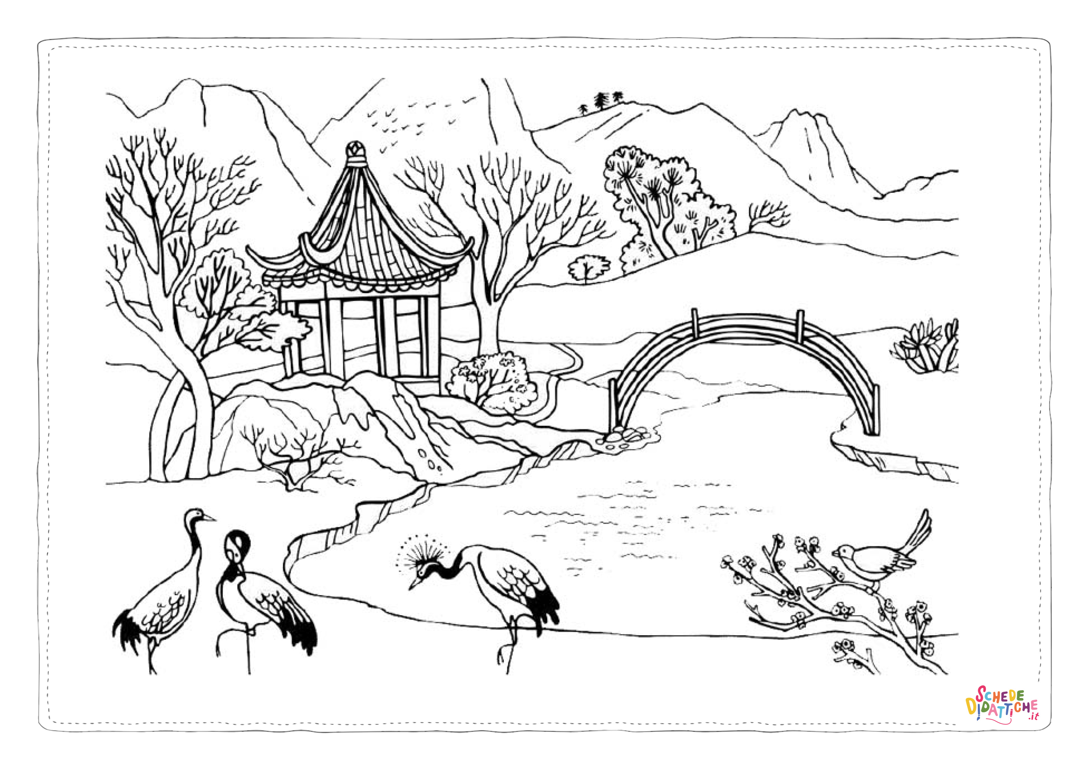 Disegno "Disegno di paesaggio da stampare e colorare 49" Disegno di paesaggio da stampare e colorare 49