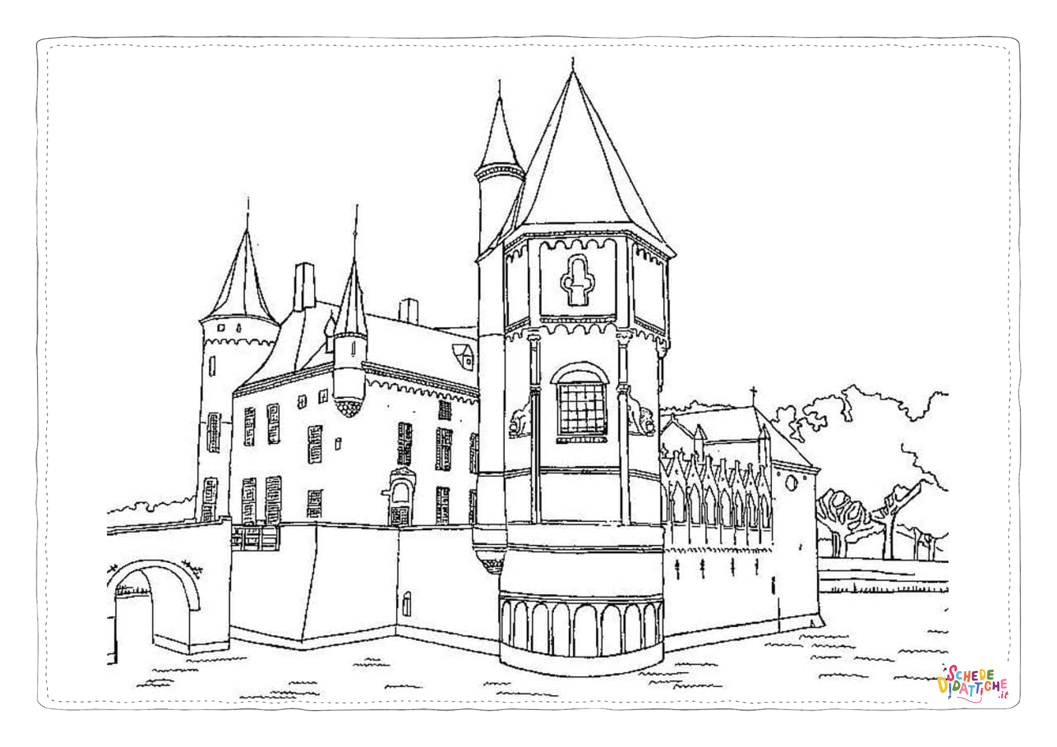Disegno "Disegno di castello da stampare e colorare 100" Disegno di castello da stampare e colorare 100