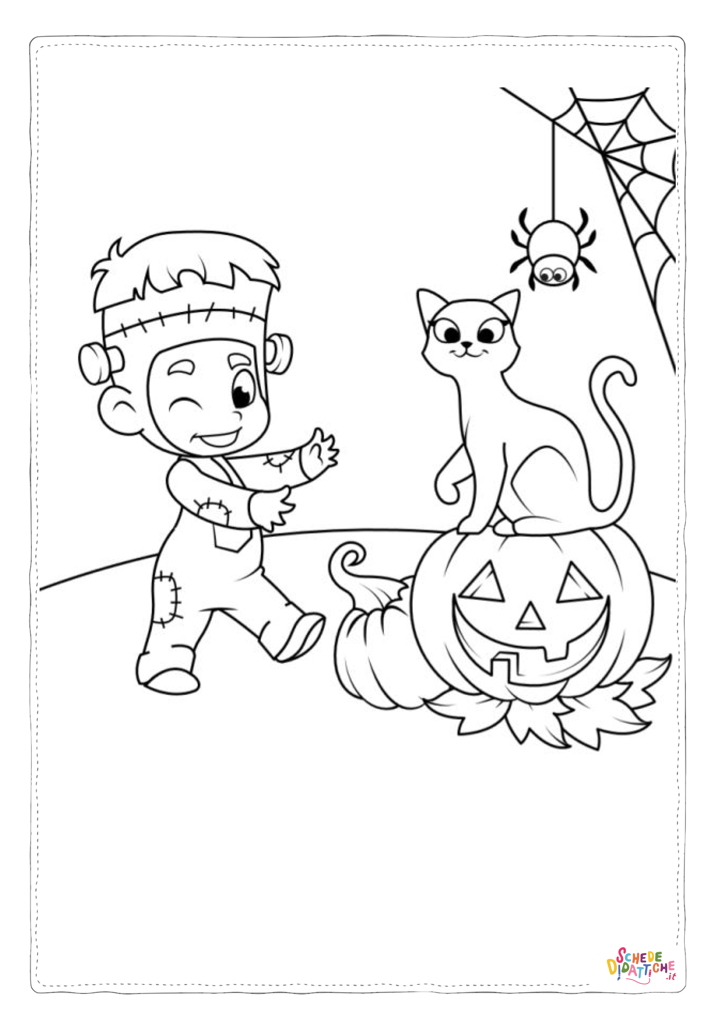 Disegno di bambino ad Halloween da stampare e colorare 2