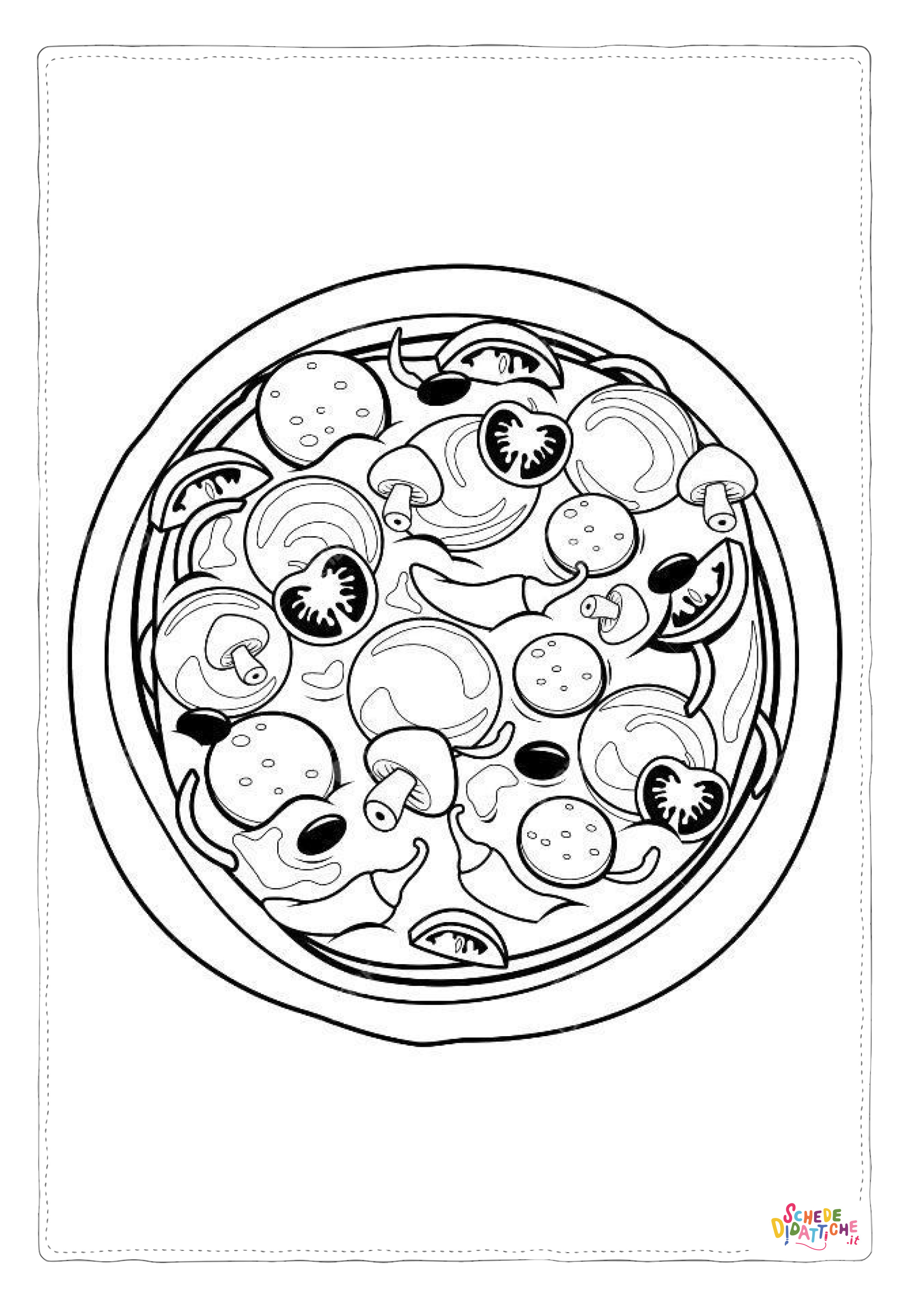 Disegno "Disegno di pizza da stampare e colorare 28" Disegno di pizza da stampare e colorare 28