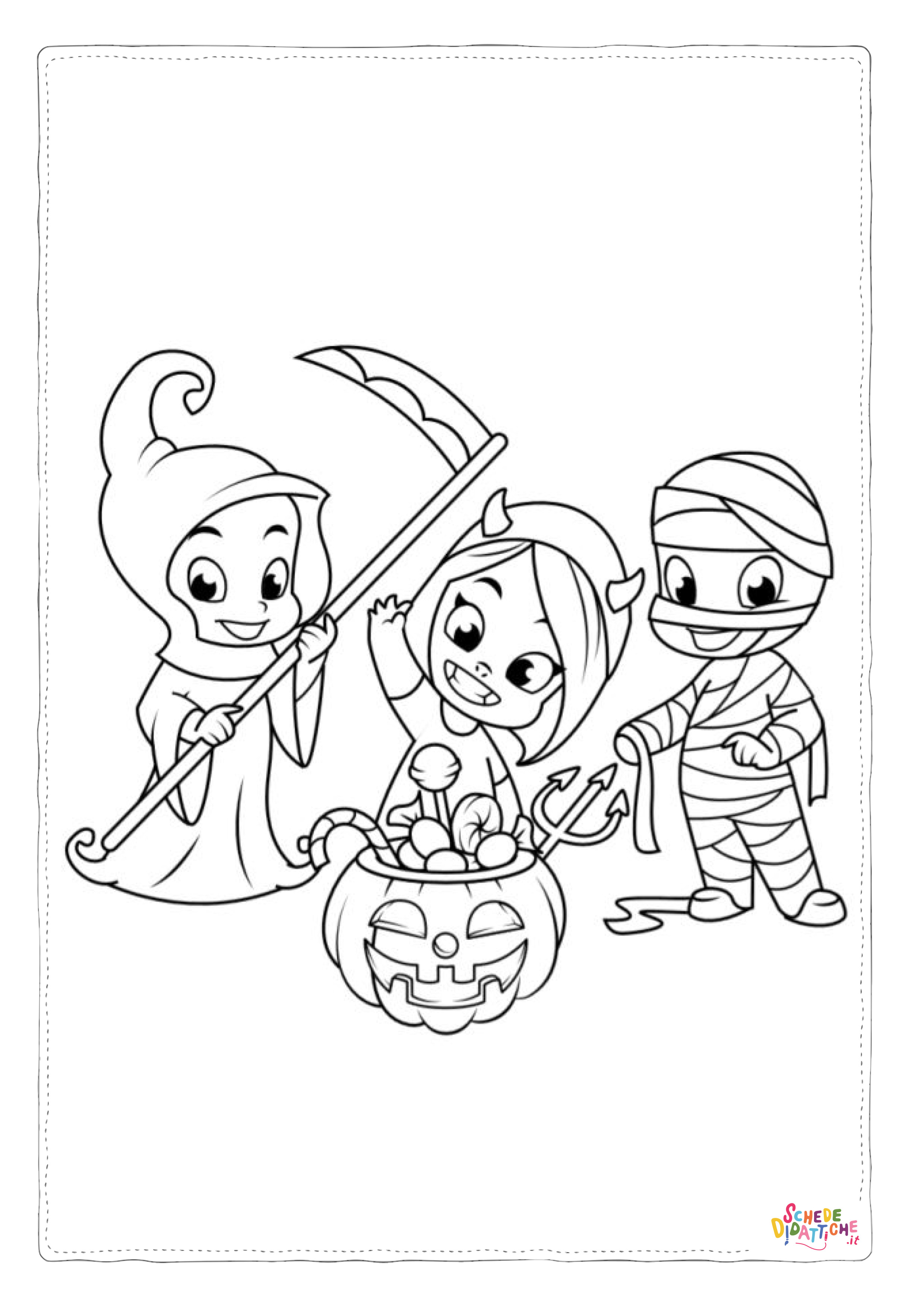 Disegno "Disegno di bambino ad Halloween da stampare e colorare 1" Disegno di bambino ad Halloween da stampare e colorare 1
