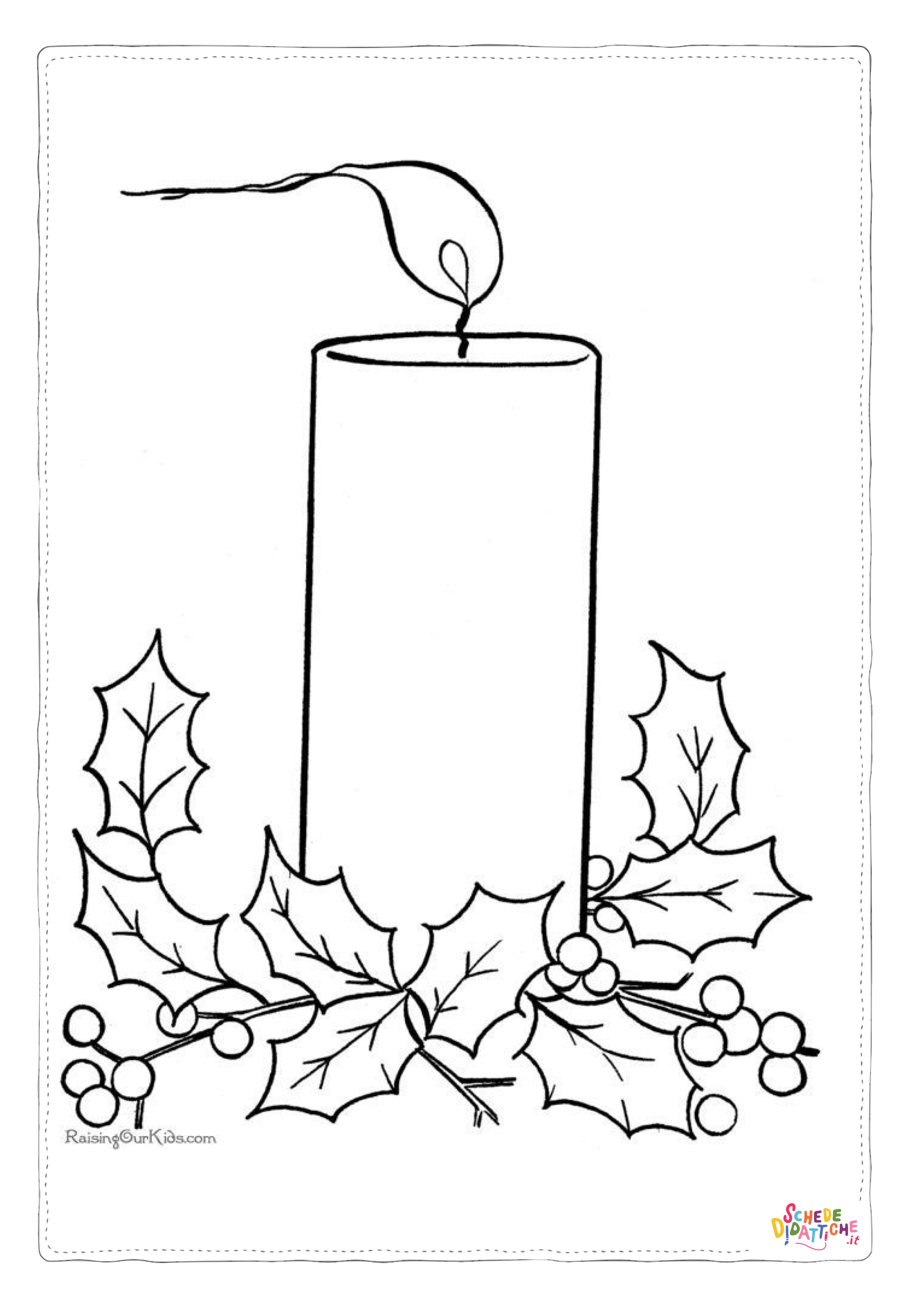 Disegno di candela natalizia da stampare e colorare 26