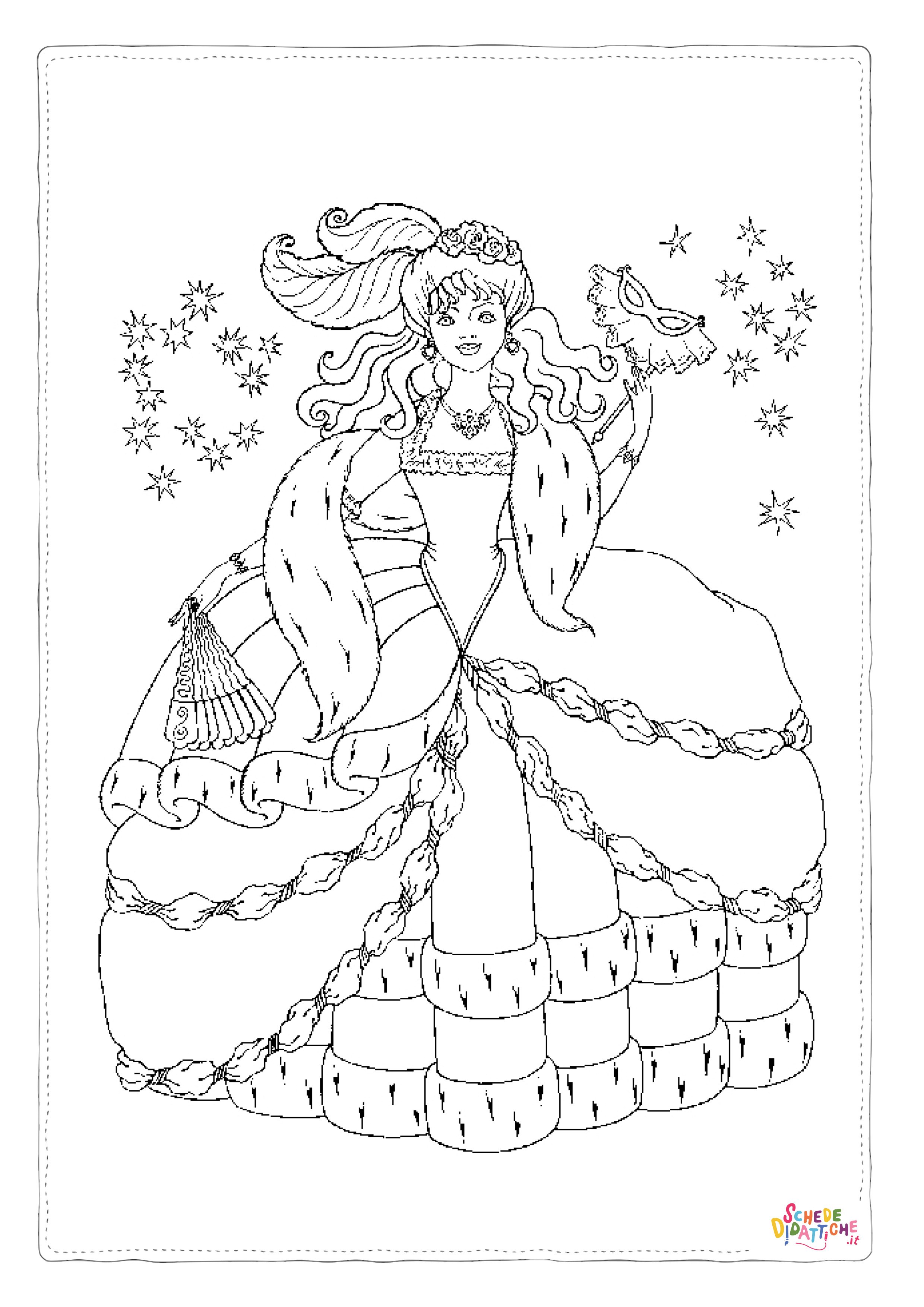 Disegno "Disegno di principessa da stampare e colorare 8" Disegno di principessa da stampare e colorare 8