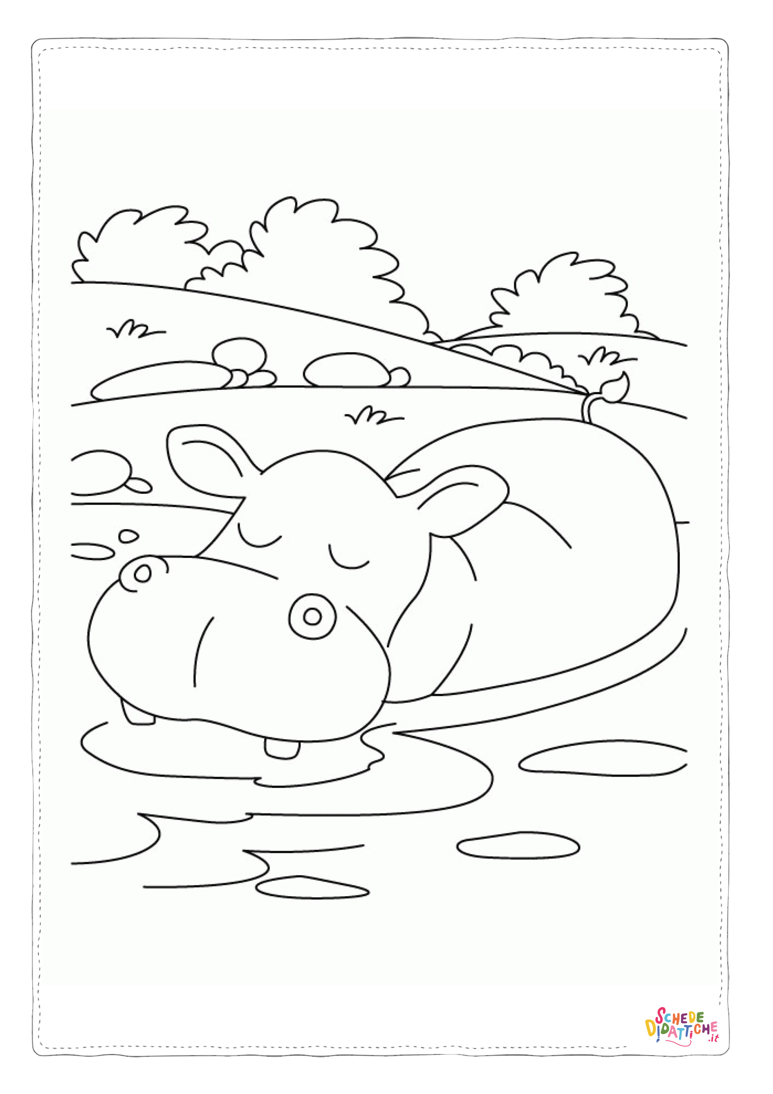 Disegno di ippopotamo da stampare e colorare 11
