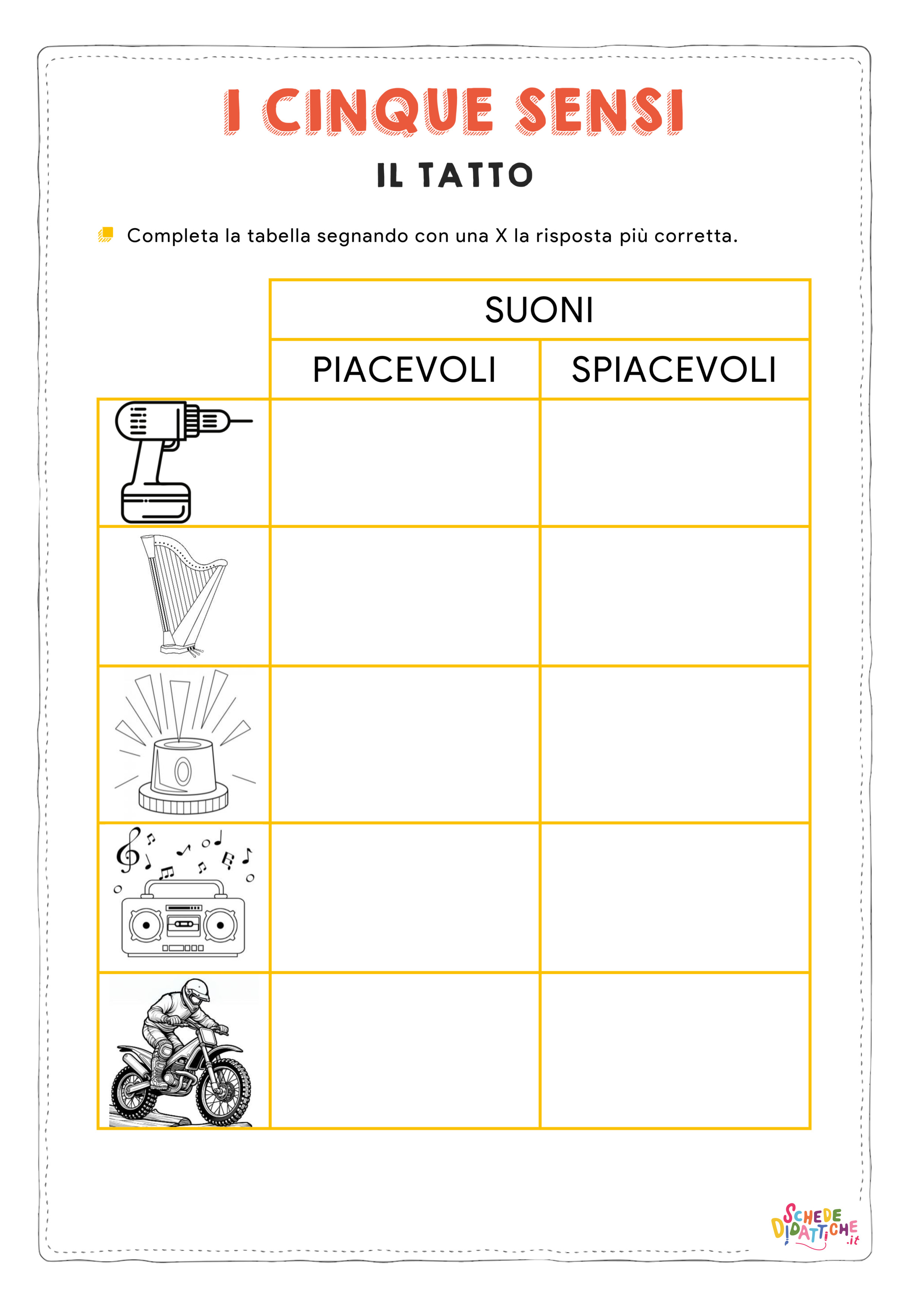 Disegno "I cinque sensi - L'Udito - tabella 2" I cinque sensi - L'Udito - tabella 2