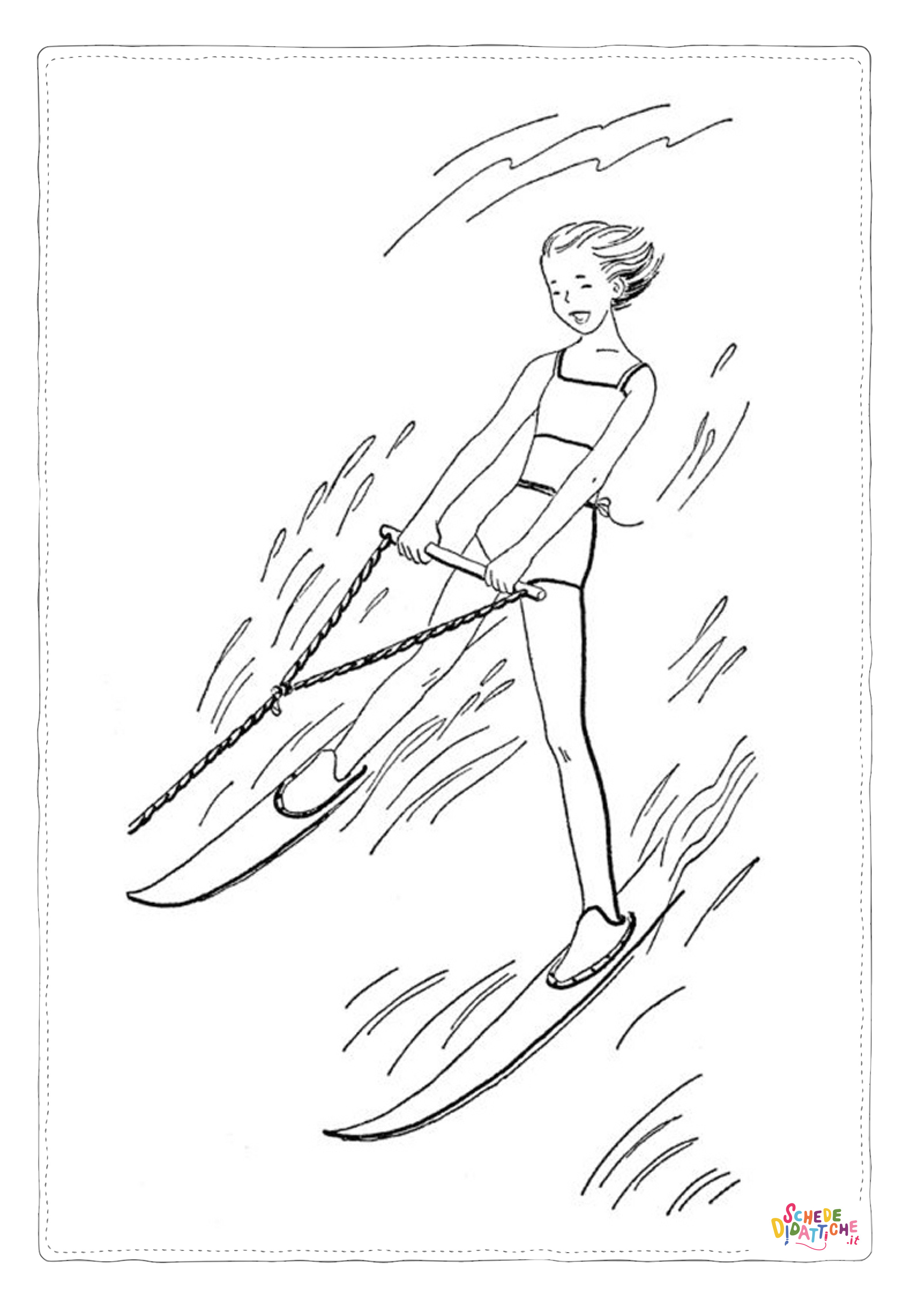 Disegno "Disegno di sci nautico da stampare e colorare" Disegno di sci nautico da stampare e colorare