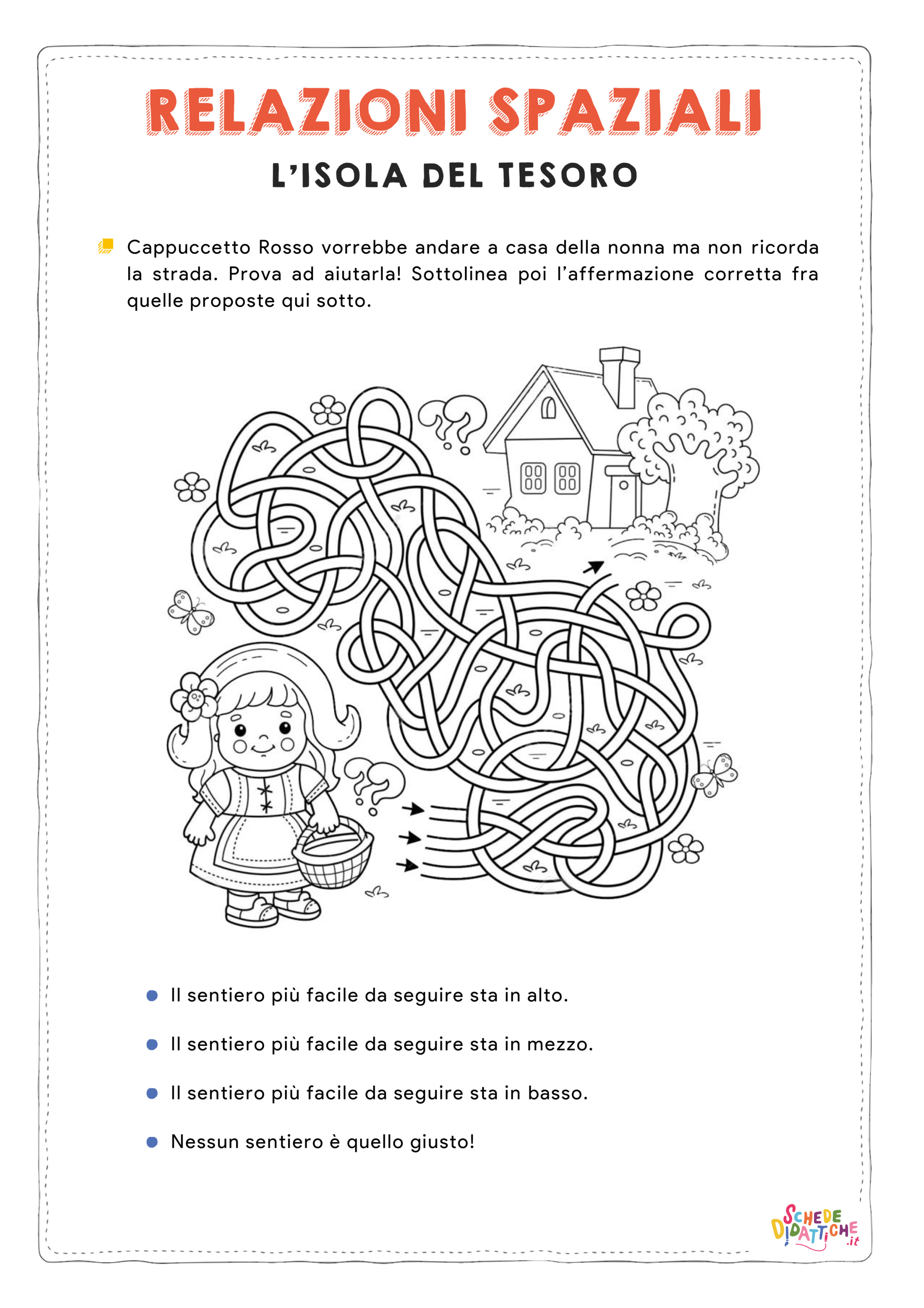 Disegno "In alto, in mezzo, in basso - Cappuccetto Rosso" In alto, in mezzo, in basso - Cappuccetto Rosso