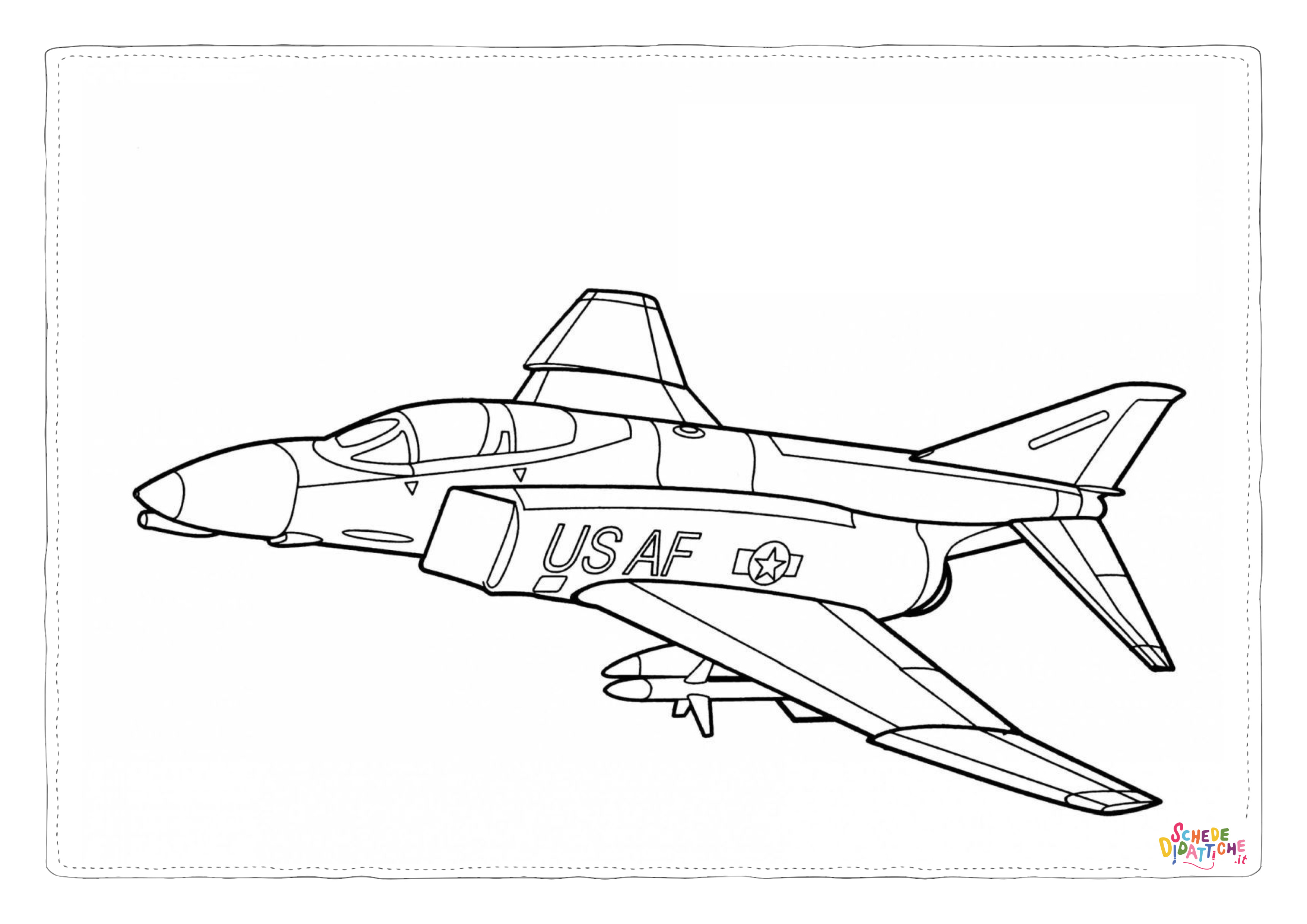 Disegno di aereo militare da stampare e colorare 102