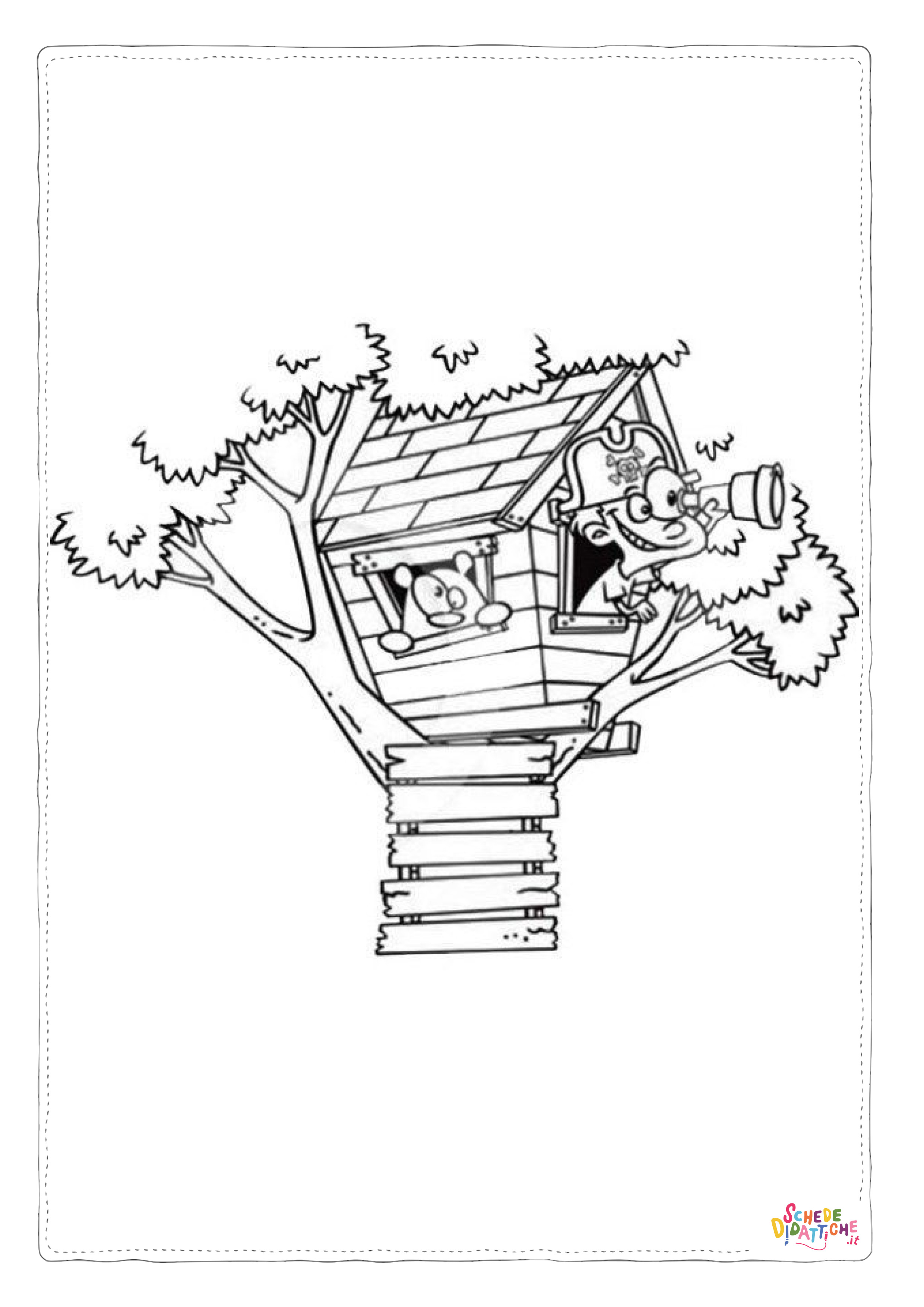 Disegno di casa sull'albero da stampare e colorare 6