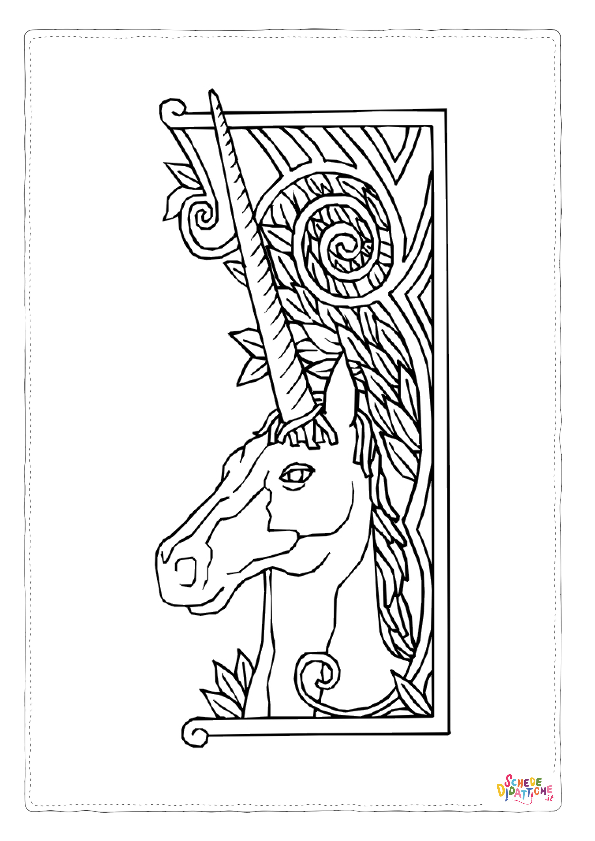 Disegno di unicorno da stampare e colorare