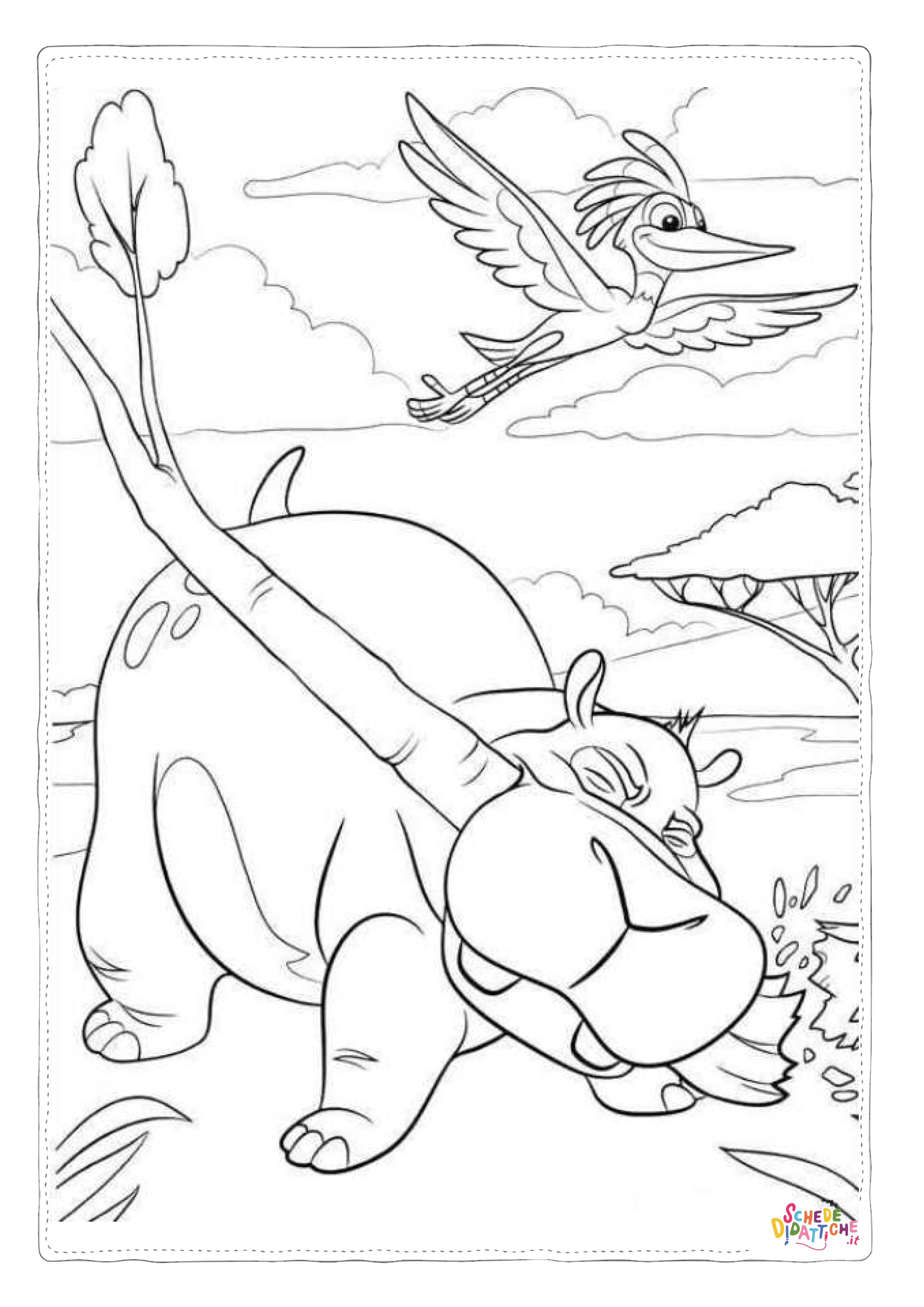 Disegno di ippopotamo da stampare e colorare 19
