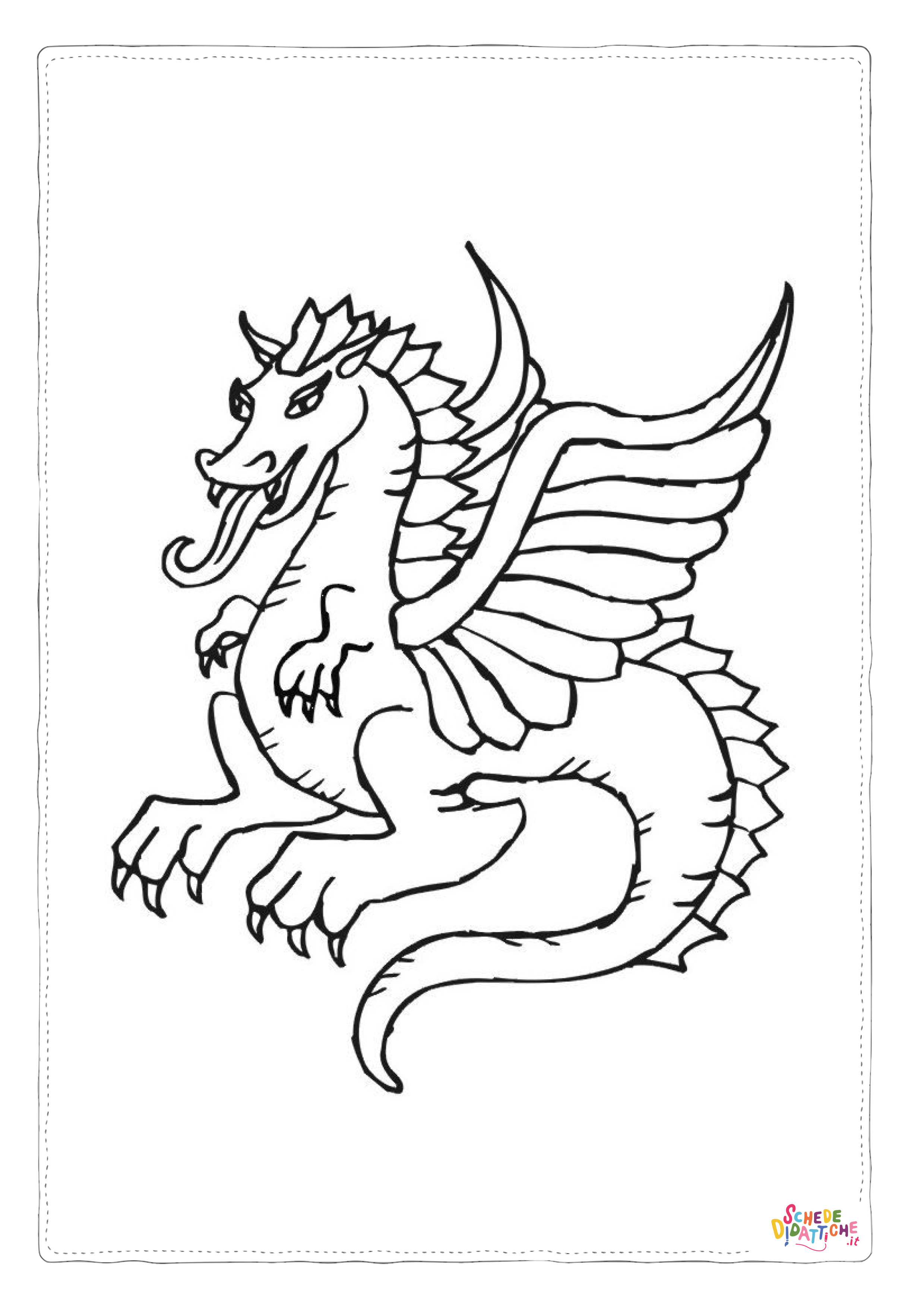 Disegno "Disegno di dragone da stampare e colorare 235" Disegno di dragone da stampare e colorare 235