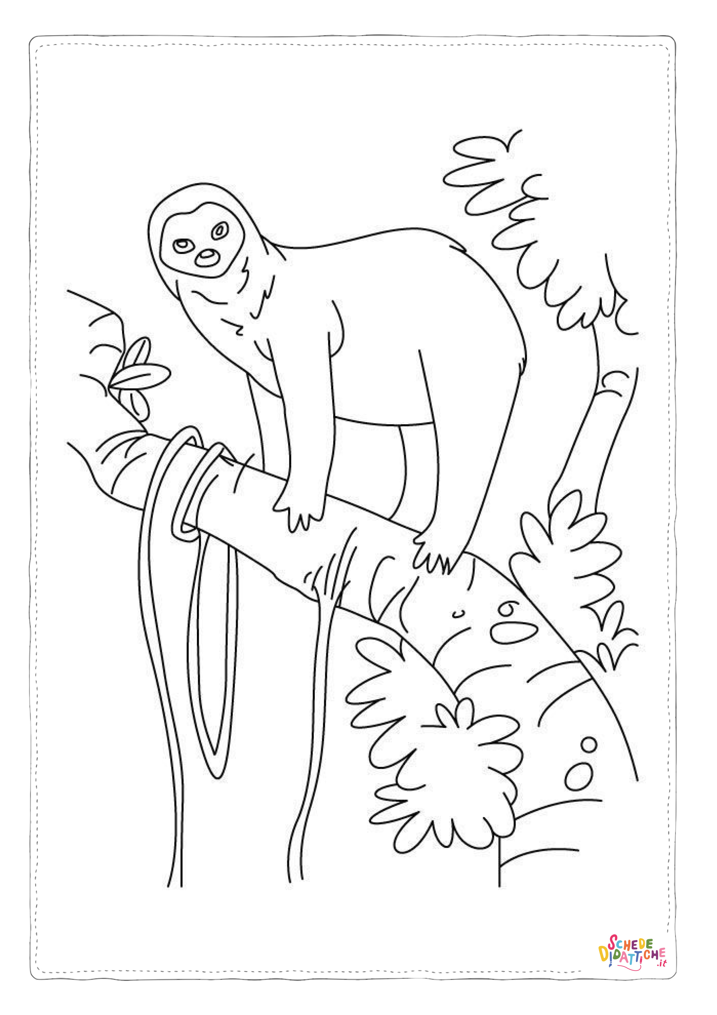 Disegno "Disegno di bradipo da stampare e colorare 4" Disegno di bradipo da stampare e colorare 4