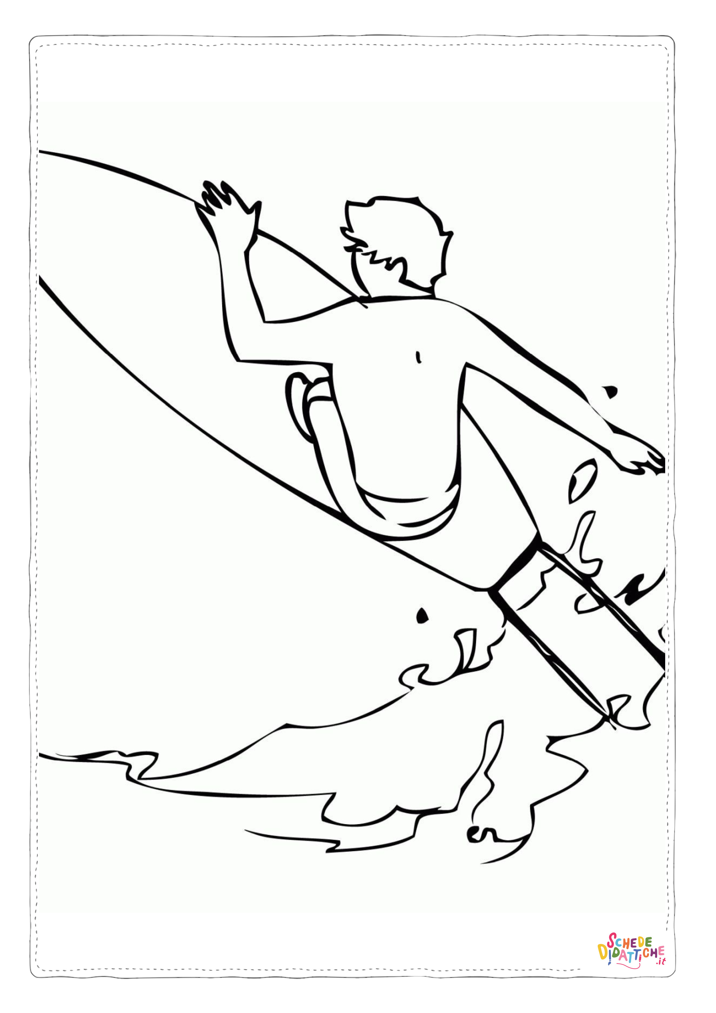 Disegno "Disegno di surf da stampare e colorare 1" Disegno di surf da stampare e colorare 1