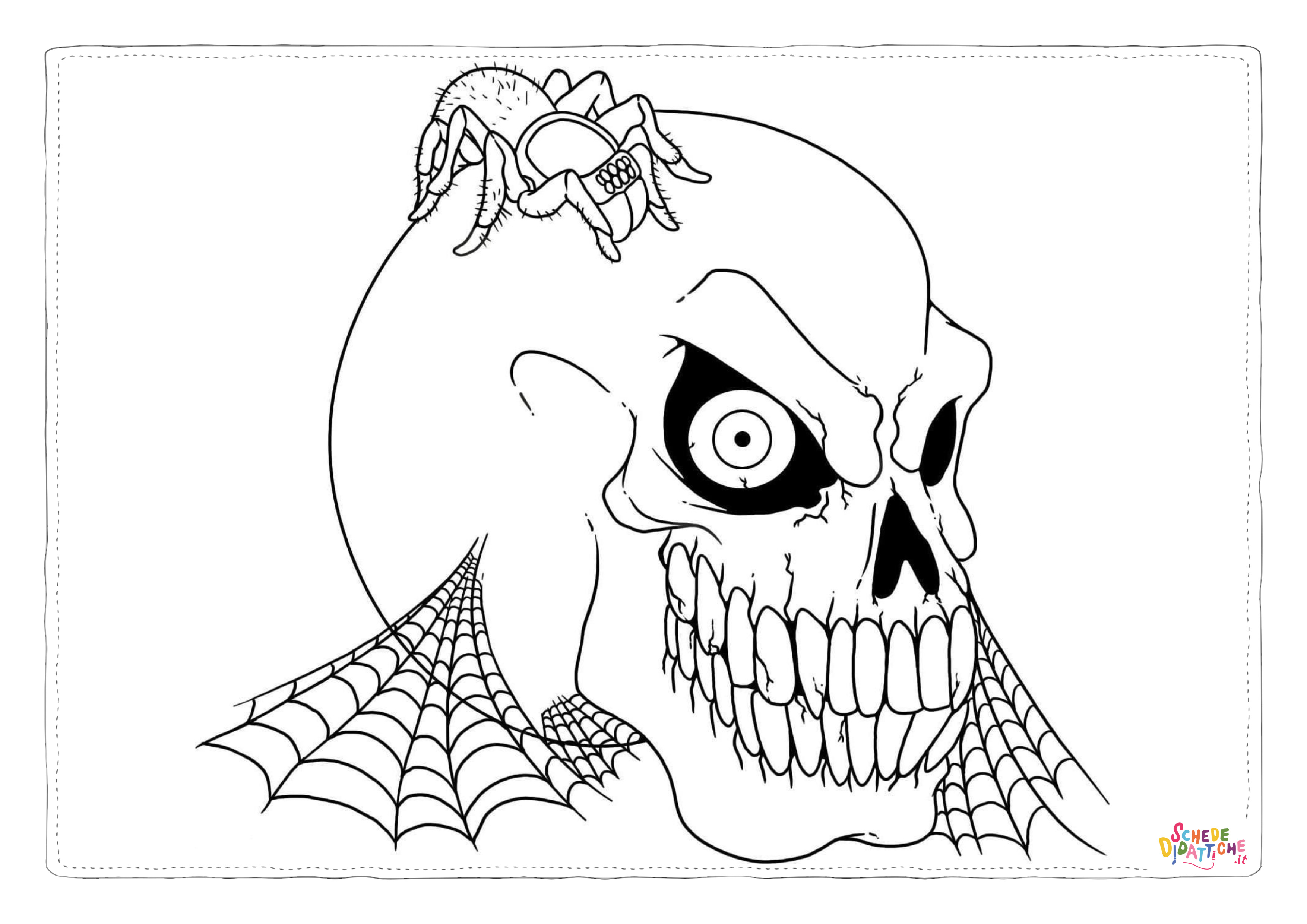 Disegno di teschio e scheletro da stampare e colorare 87
