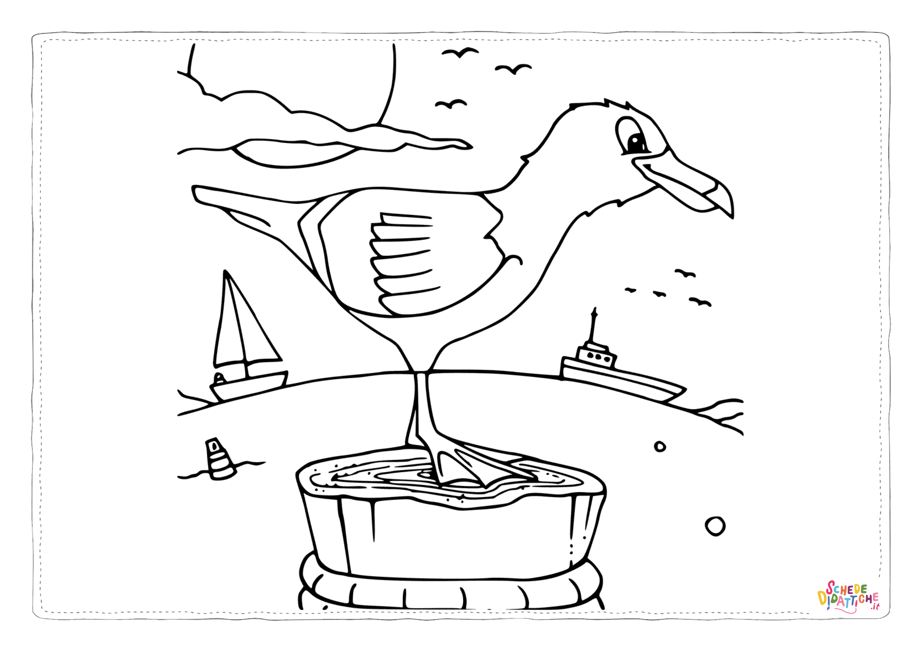 Disegno di gabbiano da stampare e colorare 2
