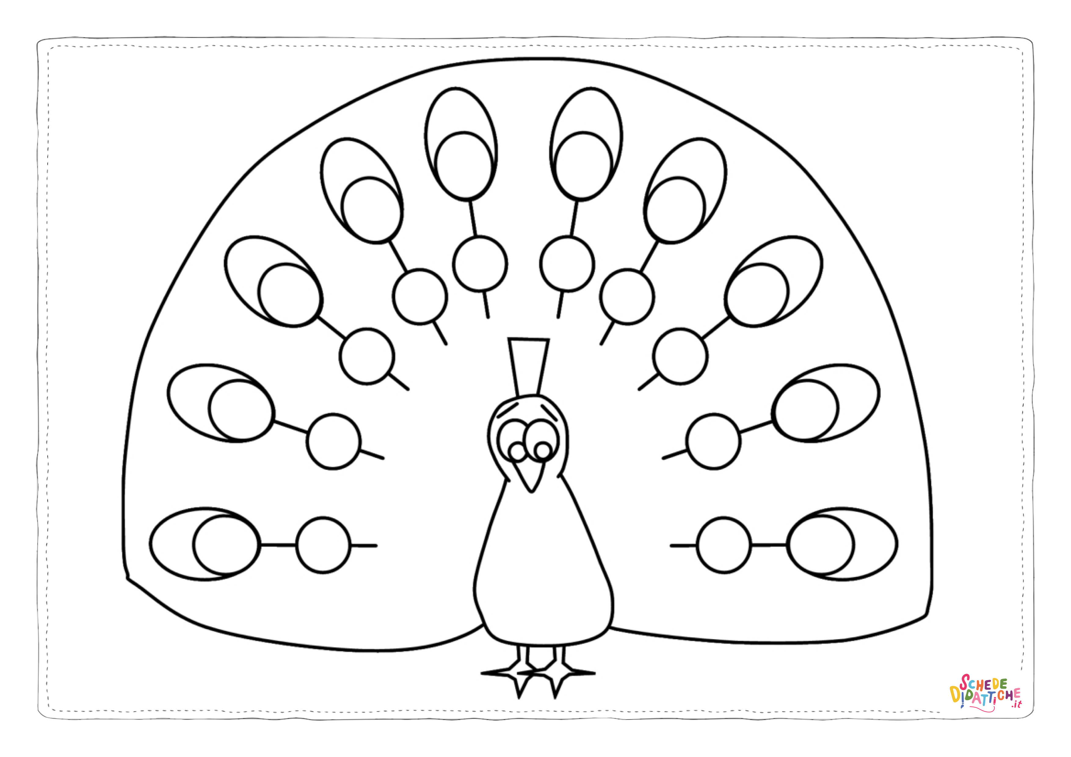 Disegno "Disegno di pavone da stampare e colorare 7" Disegno di pavone da stampare e colorare 7