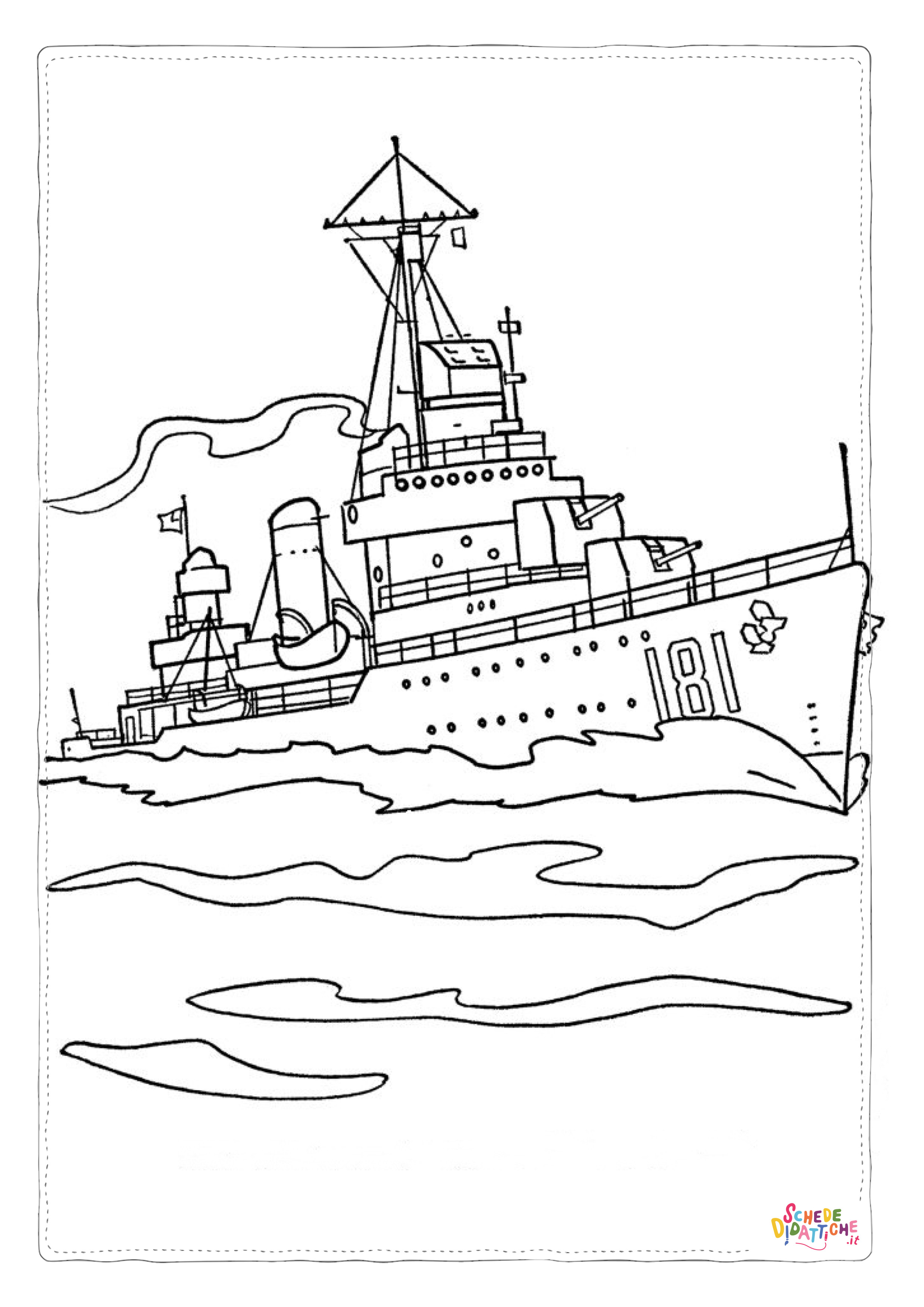 Disegno di nave militare da stampare e colorare 1