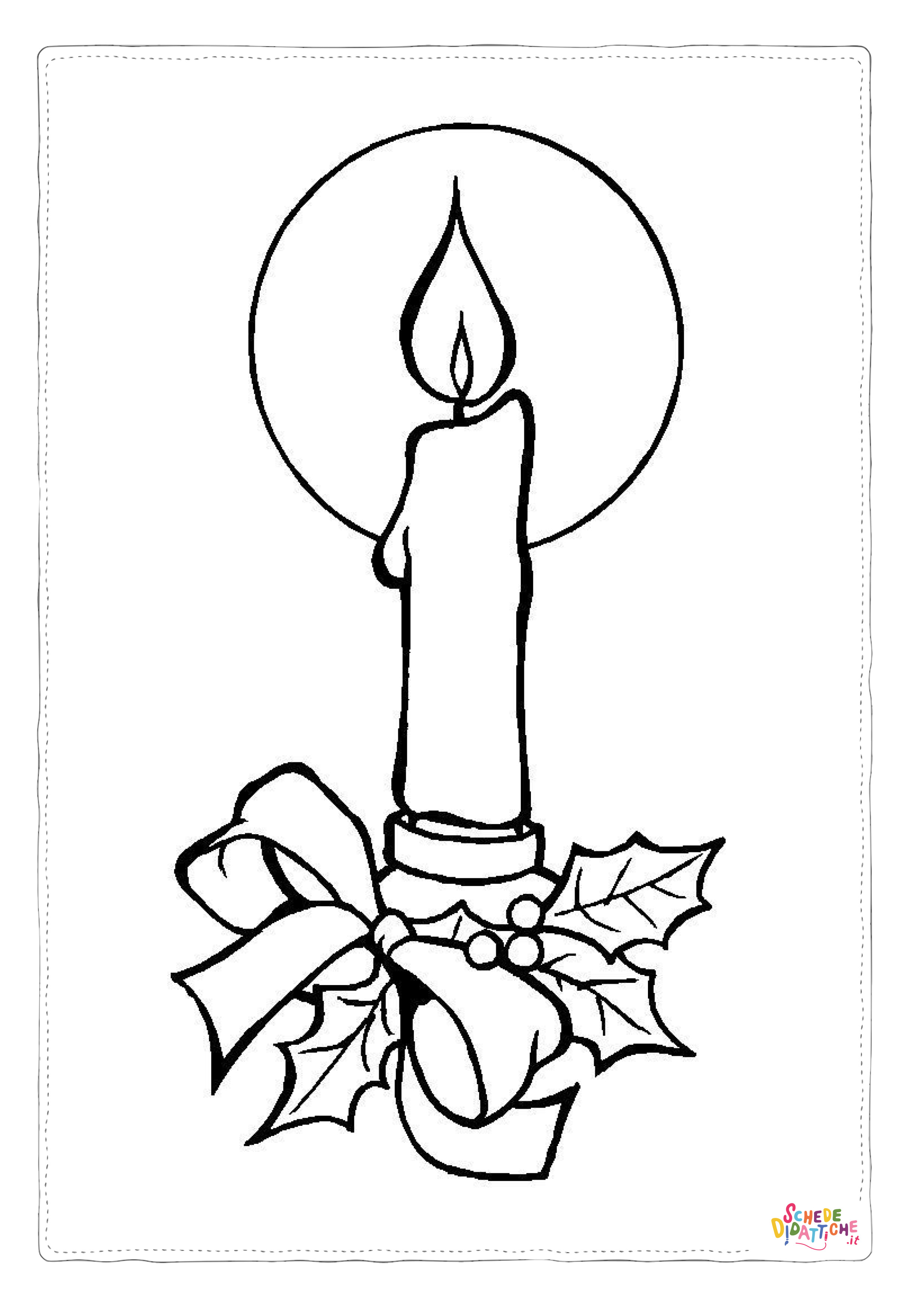 Disegno di candela natalizia da stampare e colorare 29