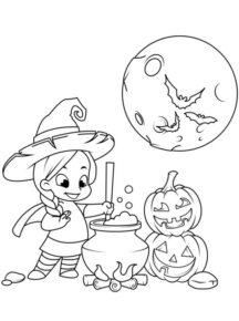 Disegno di bambino ad Halloween da stampare e colorare