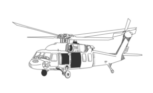 Disegno di elicottero militare da stampare e colorare 1