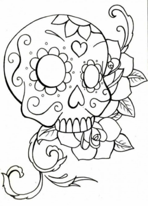 Disegno di teschio e scheletro da stampare e colorare 91