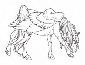Disegno di cavallo alato da stampare e colorare 4
