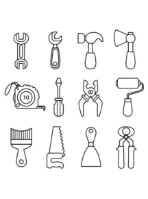 Disegno di utensile da lavoro da stampare e colorare 18
