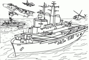 Disegno di nave militare da stampare e colorare 3