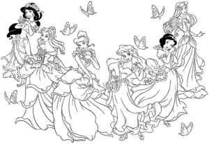 Disegno di Tutte le principesse Disney da stampare e colorare 12