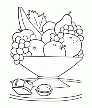 Disegno di cesto di frutta da stampare e colorare 17