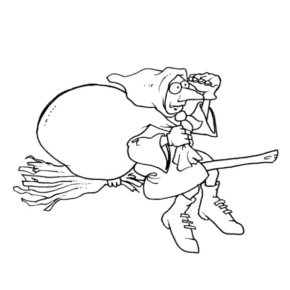 Disegno di Befana da stampare e colorare 3