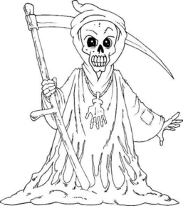 Disegno di teschio e scheletro da stampare e colorare 56