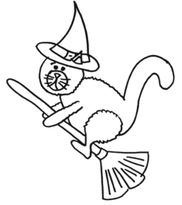 Disegno di gatto di halloween da stampare e colorare 2