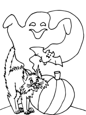 Disegno di gatto di halloween da stampare e colorare 12