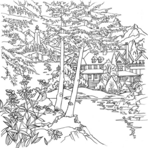Disegno di paesaggio da stampare e colorare 40