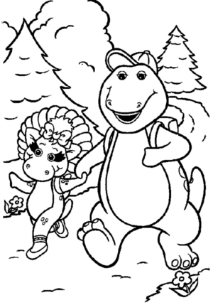 Disegno di Barney il dinosauro da stampare e colorare 17