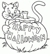 Disegni di Gatti di Halloween da colorare