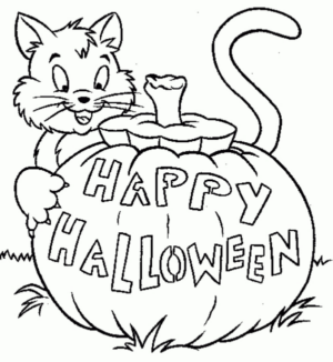 Disegno di gatto di halloween da stampare e colorare 17