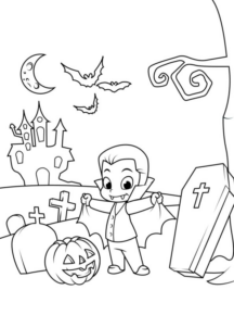 Disegno di bambino ad Halloween da stampare e colorare 4