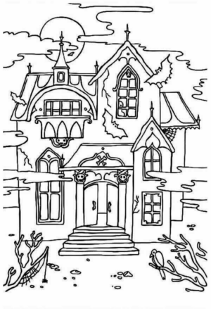 Disegno di casa infestata da stampare e colorare 21