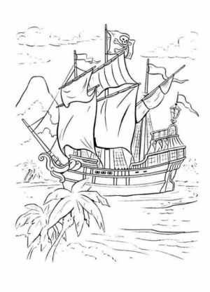 Disegno di veliero da stampare e colorare 33