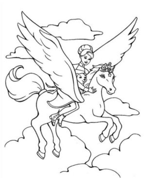 Disegno di cavallo alato da stampare e colorare