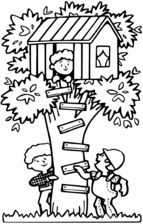 Disegno di casa sull’albero da stampare e colorare 4 Disegno di casa sull’albero da stampare e colorare 4