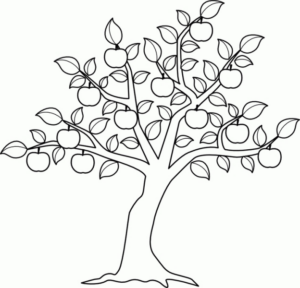 Disegno di albero da frutta da stampare e colorare