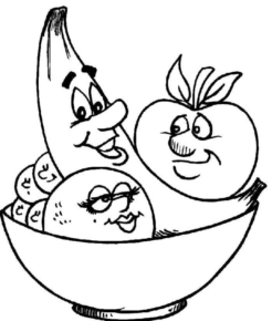 Disegno di cesto di frutta da stampare e colorare 14